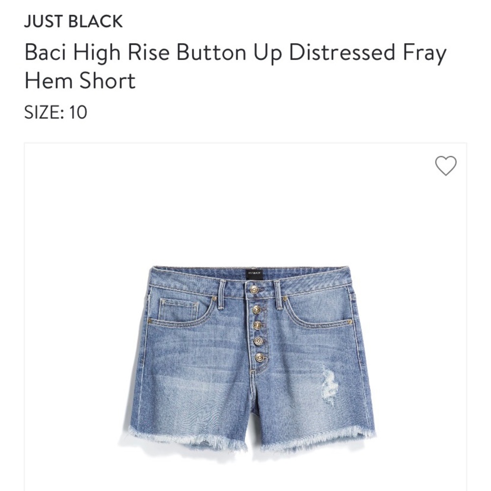 Just Black Fray Hem Shorts size 10